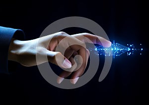 Business digital tech virtual control innovation screen hand system abstract technology interface concept chart