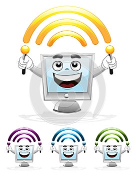 Computer Mascot - Wi-Fi photo