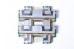 Computer memory card Close up memory socket on board computer server