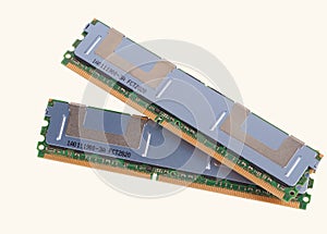 Computer memory modules on the white background