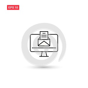 Computer with message icon vectoe isolated 7