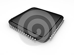 Computer microchip CPU. Icon 3D. on white