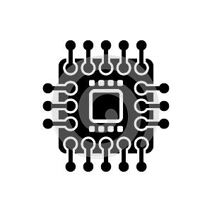 Computer microchip icon. chip processor sign. vector illustration