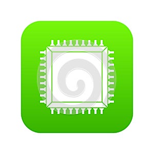 Computer microchip icon digital green