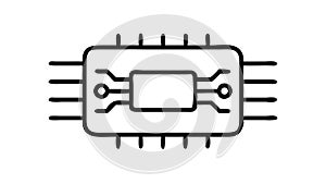 Computer Microchip Icon, Technology Processor, vector design Generative AI