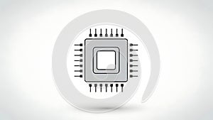 Computer Microchip Processor Icon with Pins