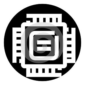 Computer microchip processor icon representing digital technology