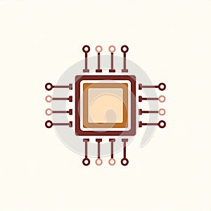 Computer Microchip Processor Icon Vector Illustration