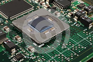 Computer microprocessor closeup photo