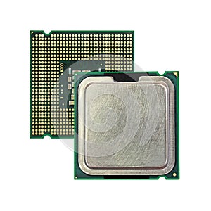 . Computer microprocessors, isolated on a white background.