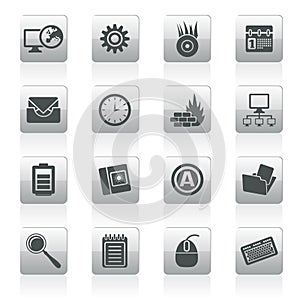 Computer, mobile phone and Internet icons