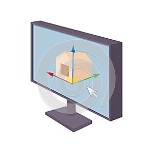 Computer monitor with architecture program icon