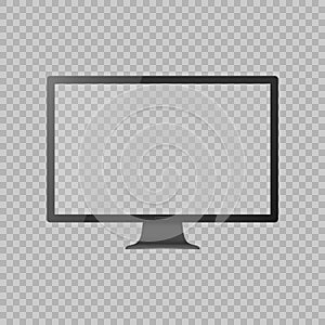 Computer monitor with blank screen. Realistic vector computer display.