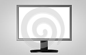 Computer Monitor with Blank White Screen Isolated