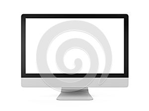 Computer Monitor with Blank White Screen Isolated