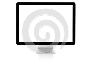 Computer monitor with blank white screen