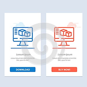 Computer, Monitor, Box, Computing  Blue and Red Download and Buy Now web Widget Card Template