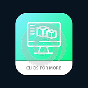 Computer, Monitor, Box, Computing Mobile App Button. Android and IOS Line Version