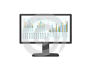 Computer monitor with business charts and graphs