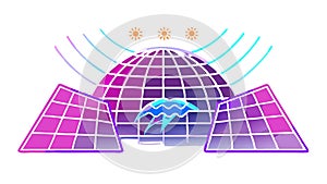 Computer Monitor with Data Network Icon, vector design Generative AI