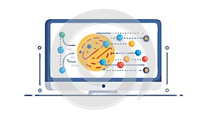 Computer Monitor with Data Visualization and Analytics, vector design Generative AI