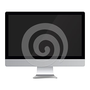 Computer monitor display with blank screen isolated on white background.