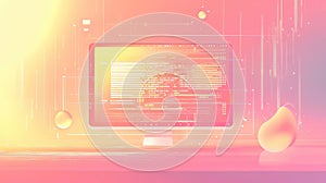 Computer monitor displaying abstract programming code software development