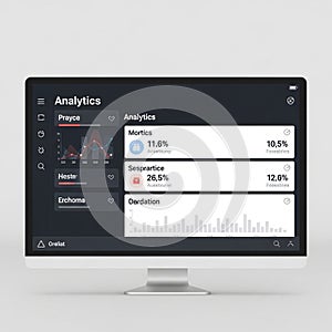 A computer monitor displaying an analytics