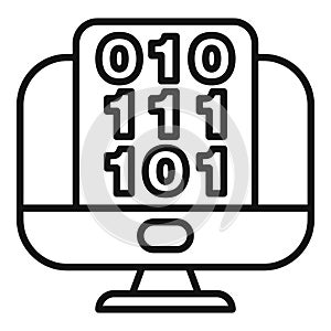Computer monitor displaying binary code representing data