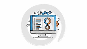 Computer monitor displaying data analysis charts and reports