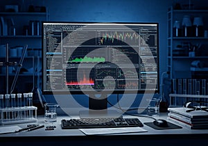 A computer monitor displaying data analysis