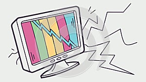 Computer Monitor Displaying Dynamic Lines Vector, vector design Generative AI