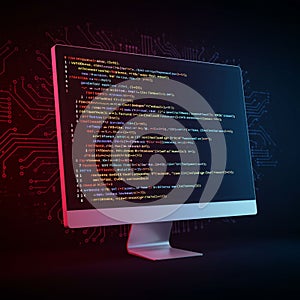 Computer monitor displaying lines of colorful programming code, possibly in Python