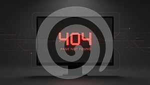 Computer monitor displaying 404 page not found error message