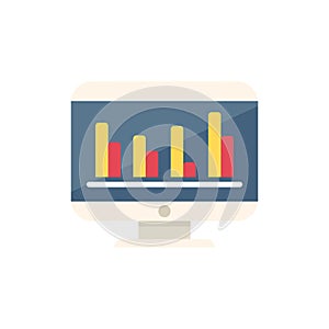 Computer monitor displaying statistical bar chart analysis