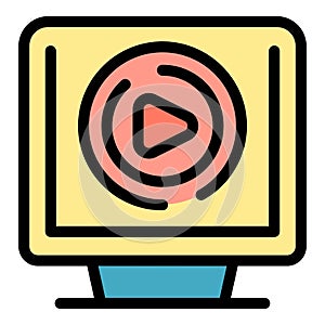 Computer monitor displaying streaming video player icon
