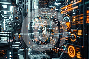 A computer monitor displays a colorful array of numbers and symbols