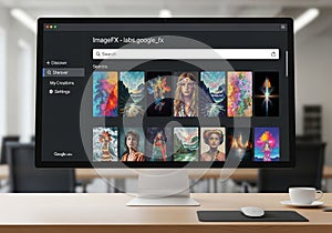 A computer monitor displays an interface titled 