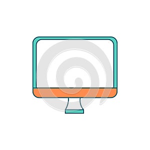 Computer monitor flat color vector object