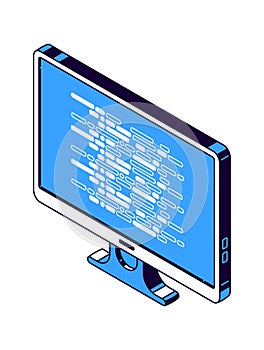 Computer monitor, flat tv isometric vector