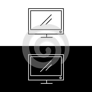 Computer monitor icon. Flat PC symbol