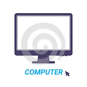 Computer monitor icon. Flat PC symbol. Vector illustration, EPS10