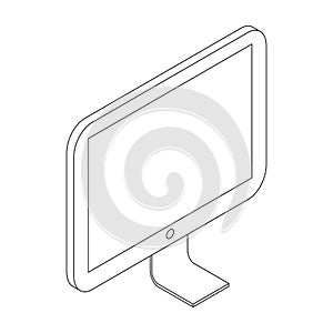 Computer monitor icon, isometric 3d style