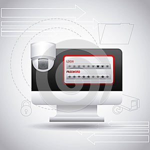 Computer monitor login password security camera