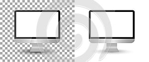 Computer monitor mockup with screen blank. PC isolated desktop. Laptop with frame. Modern icon on transparent background. device