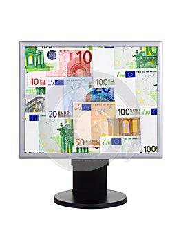 Computer monitor with money