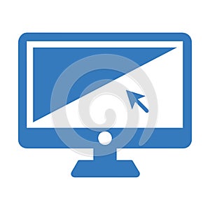 Computer monitor or mouse click icon, blue color vector