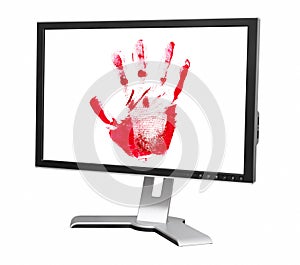 Computer monitor with palm print