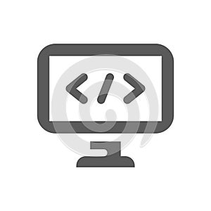 Computer monitor and programing code icon