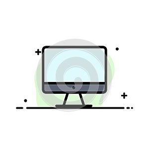 Computer, Monitor, Screen, Hardware  Business Flat Line Filled Icon Vector Banner Template